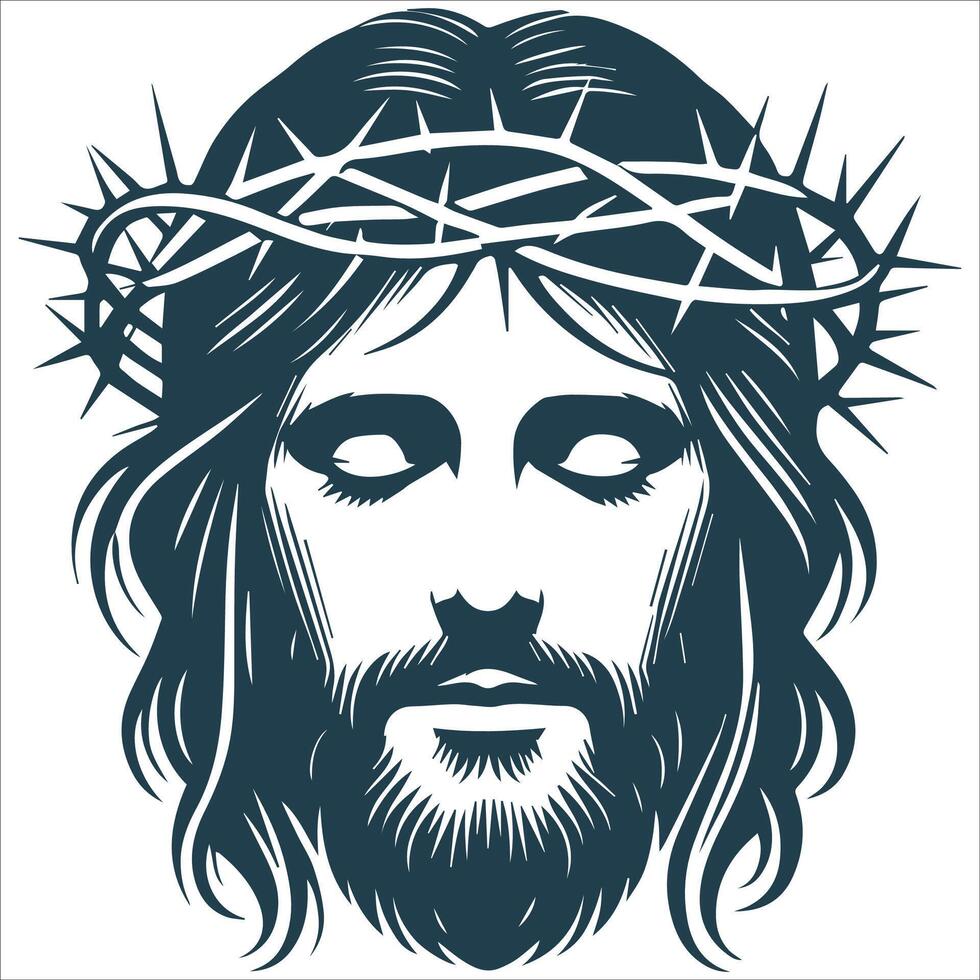 Holy Redeemer Jesus Face Silhouette vector
