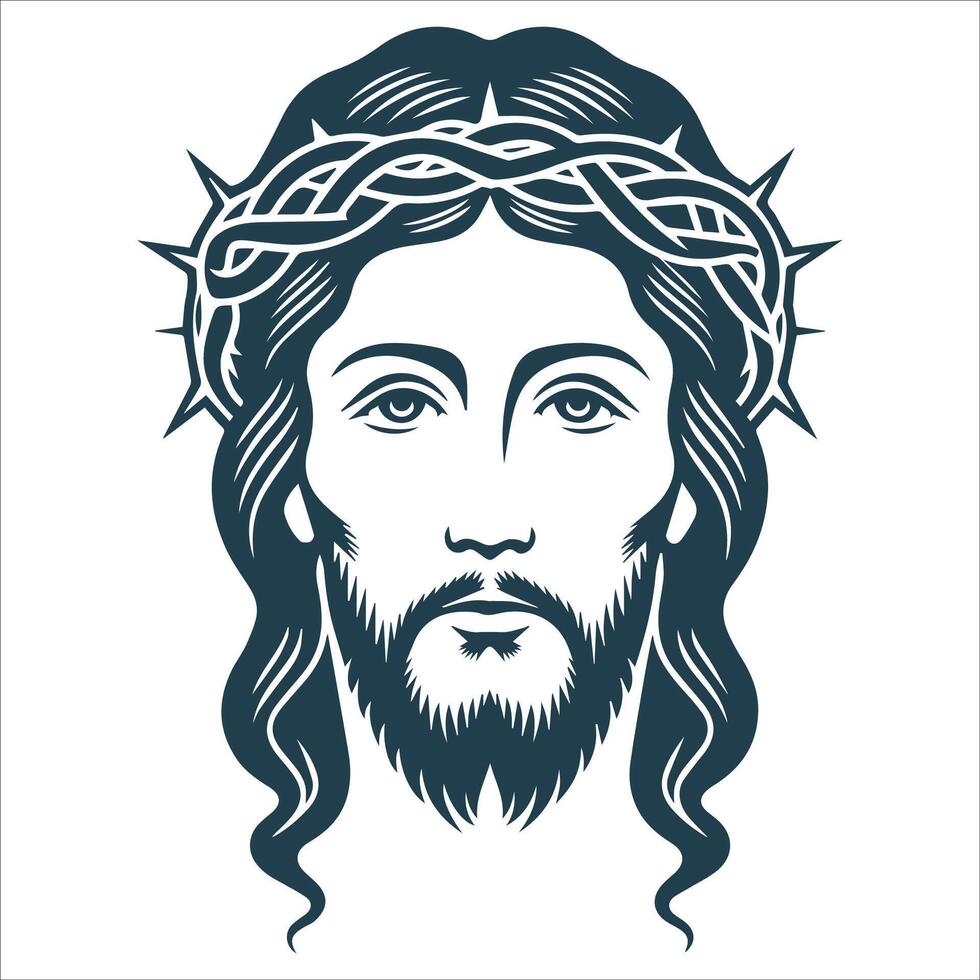 Artistic Jesus Christ Face Silhouette vector