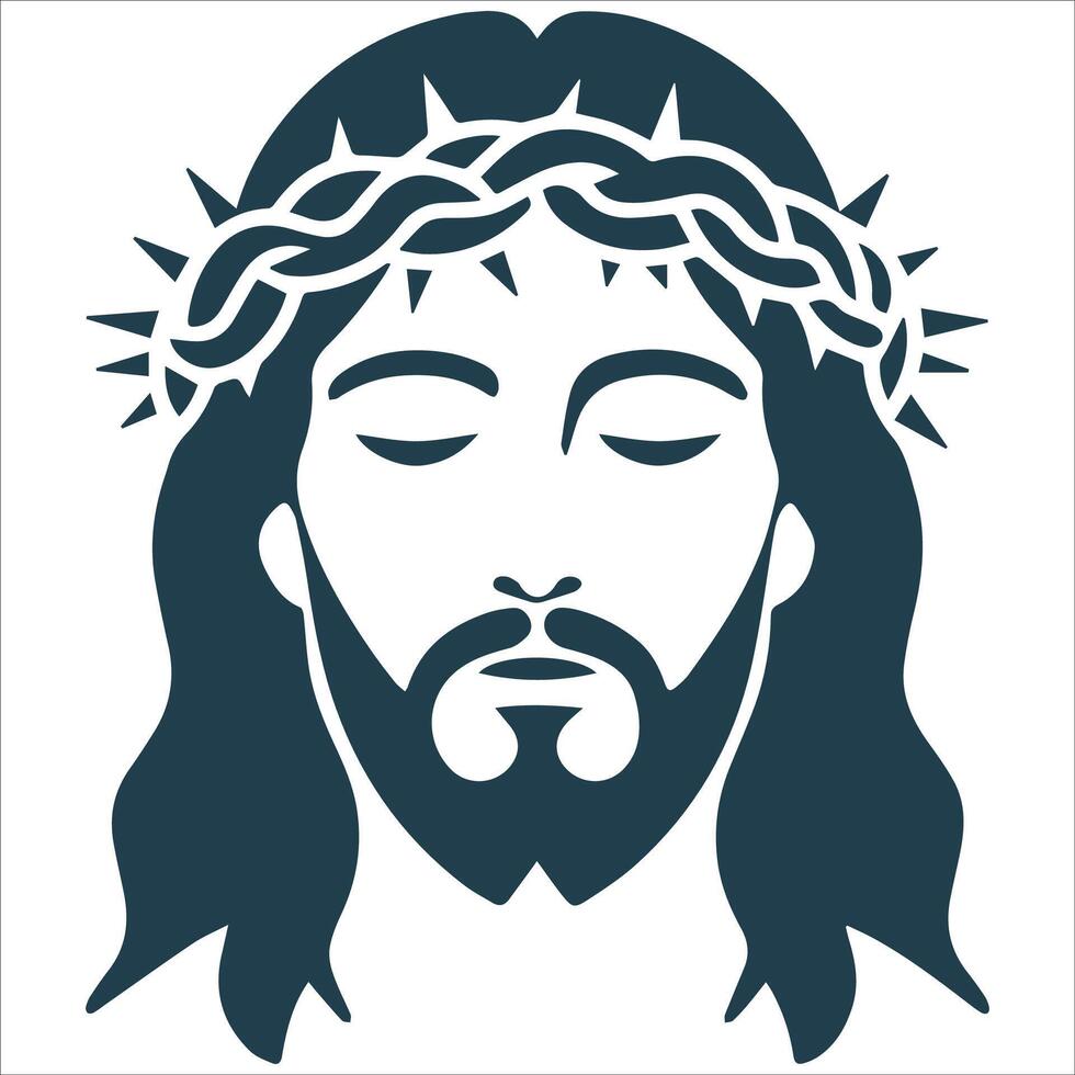 Compassionate Jesus Face Silhouette vector