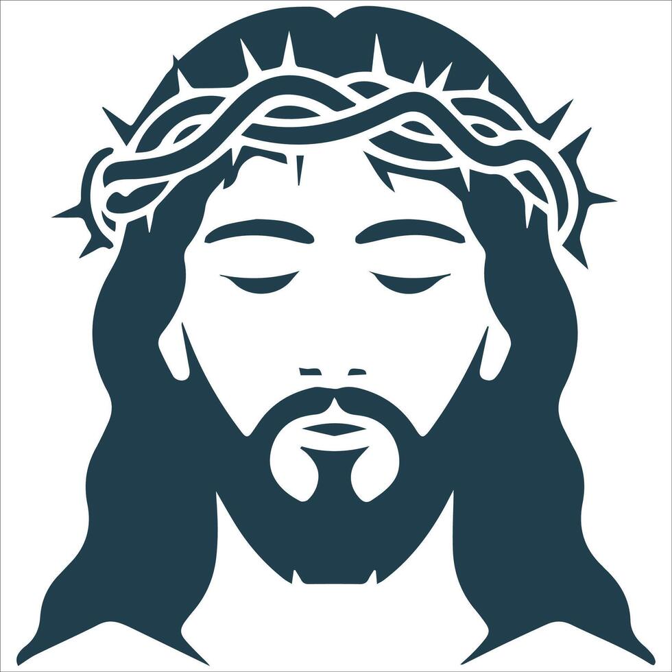 Inspirational Jesus Face Silhouette Art vector