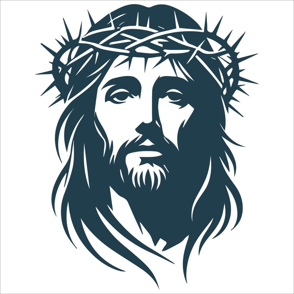 Devotional Jesus Face Silhouette Artwork vector