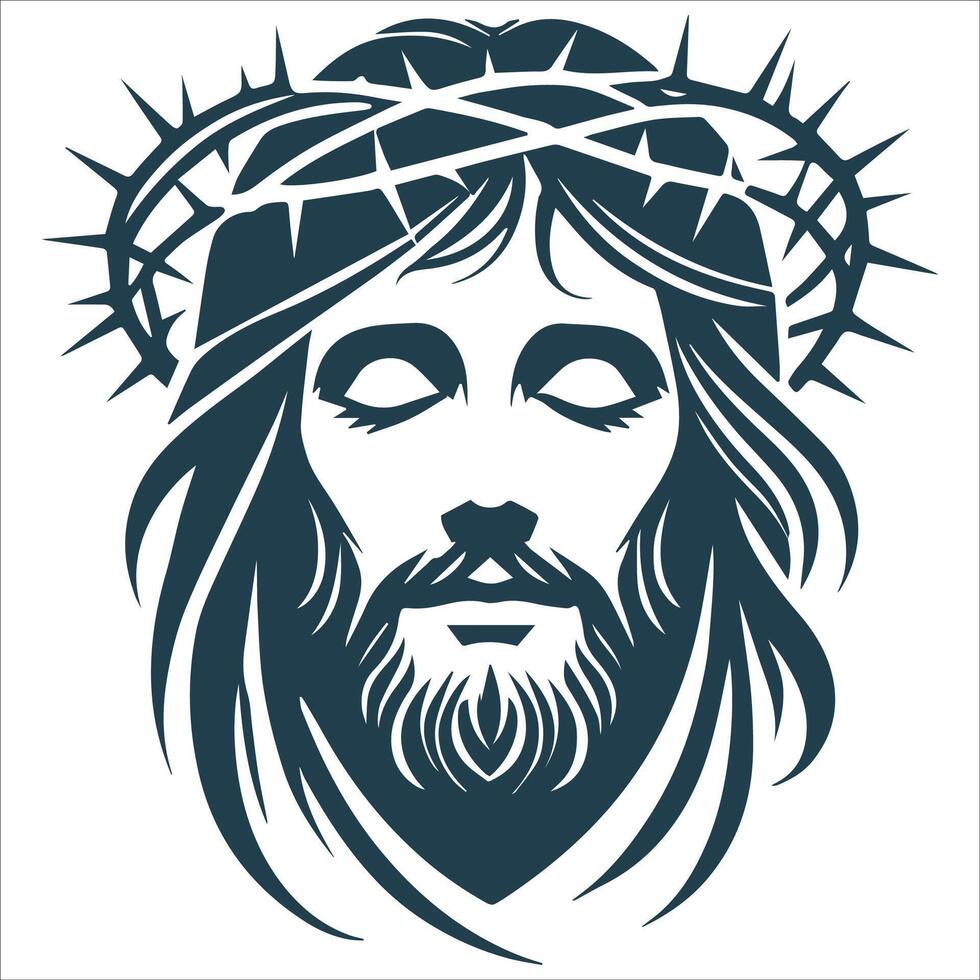 Minimalist Jesus Christ Face Silhouette vector