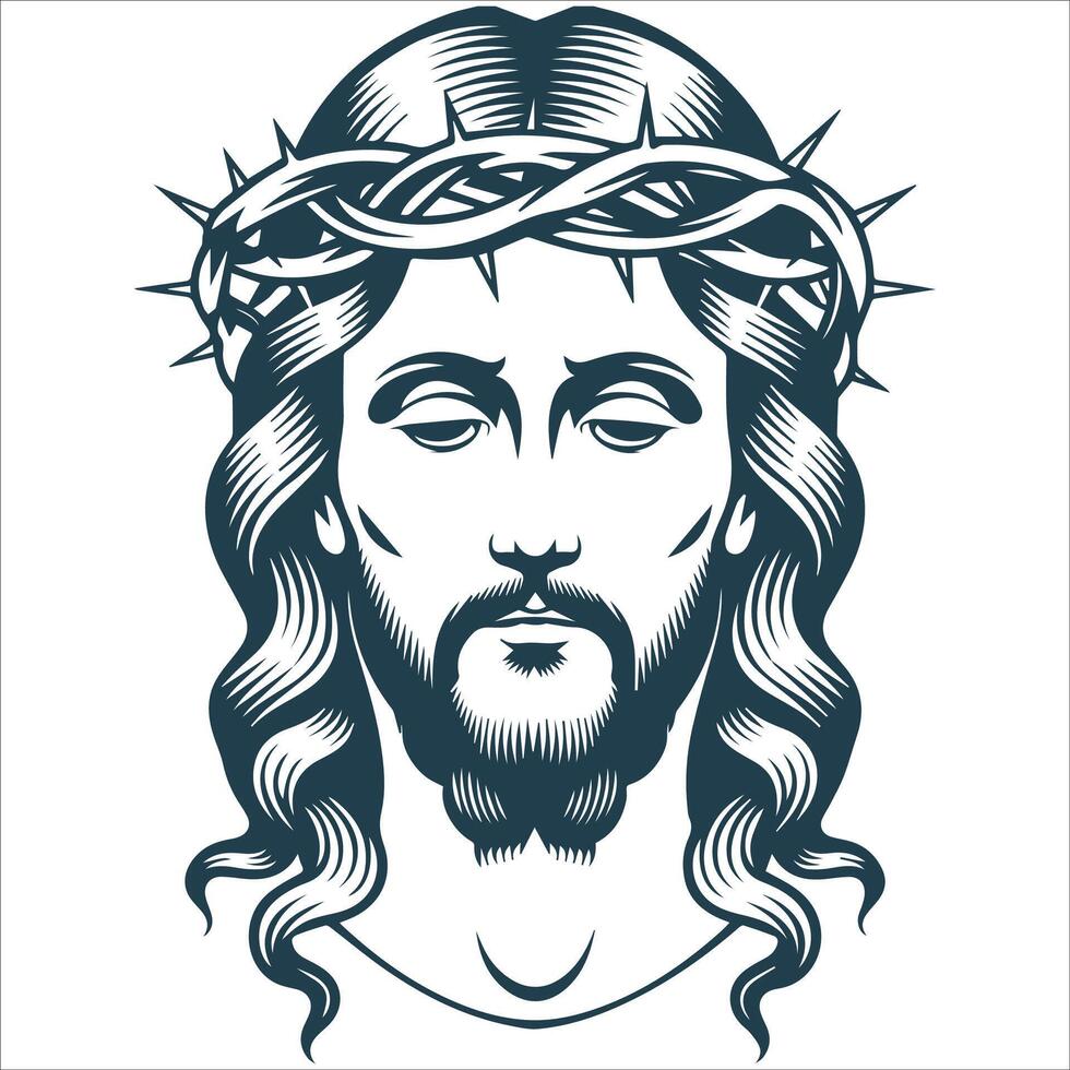 Iconic Jesus Christ Face Silhouette vector