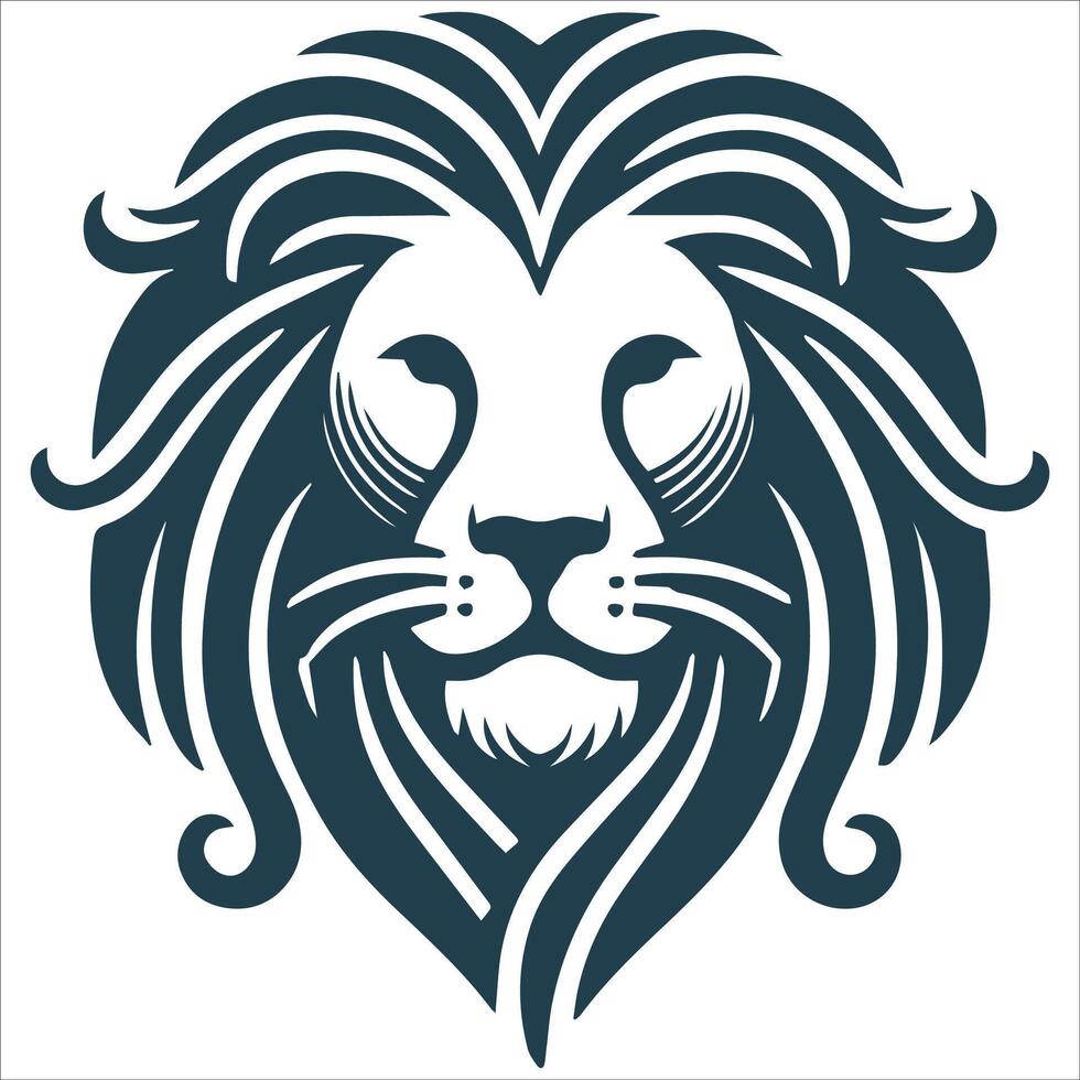 Classic Lion Head Silhouette Design vector