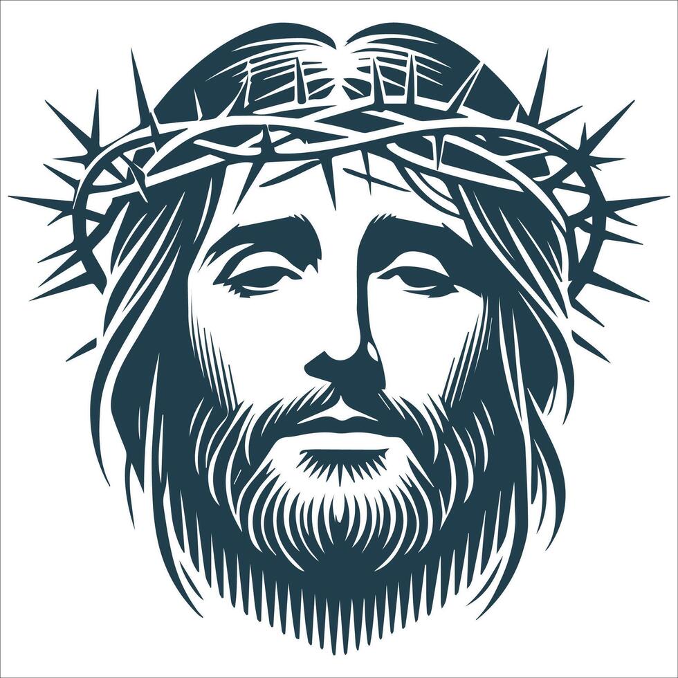 Holy Light Jesus Christ Face Silhouette vector