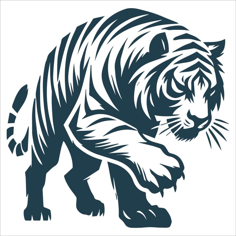 Dynamic Tiger Silhouette Artwork vector