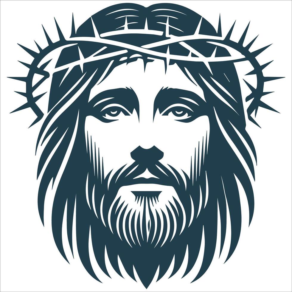 Loving Jesus Christ Face Silhouette vector