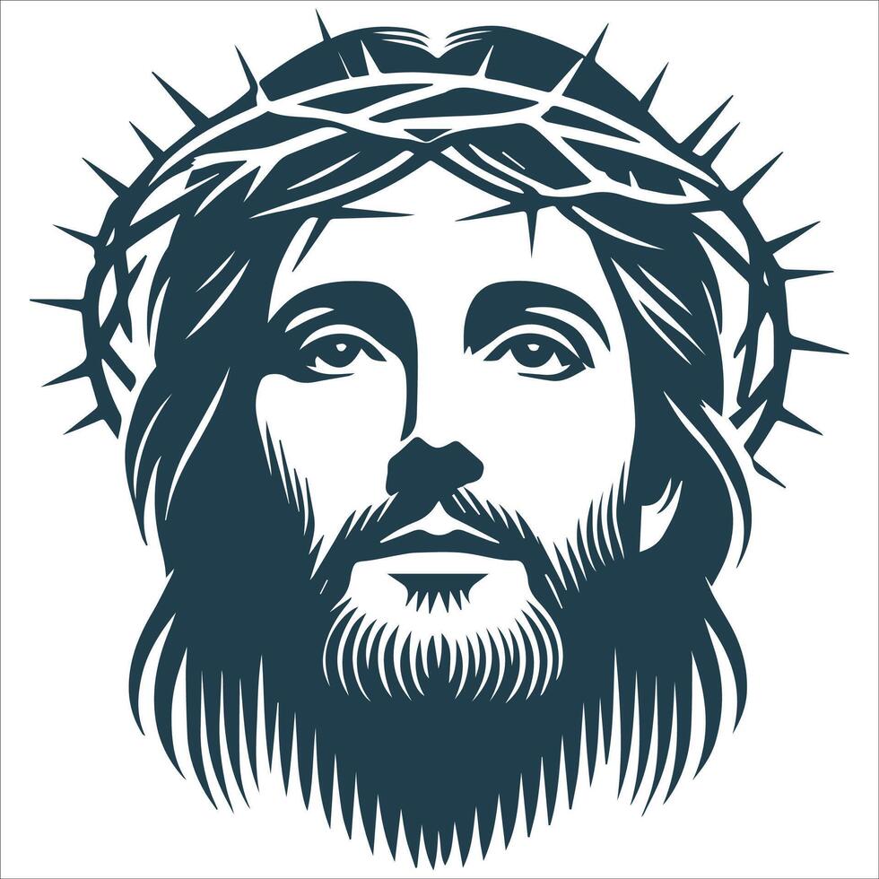 Eternal Grace Jesus Face Silhouette vector