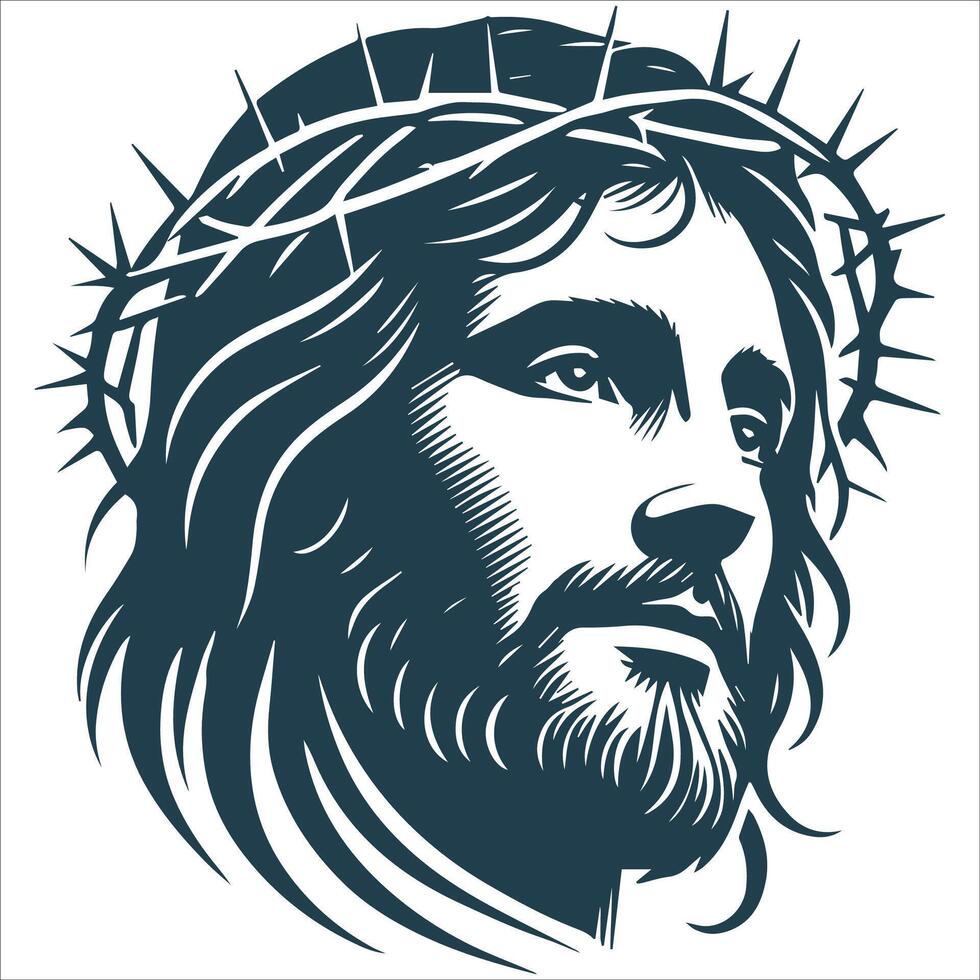 Sacred Jesus Christ Face Silhouette SVG vector