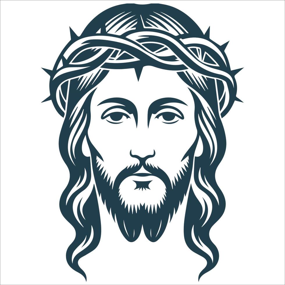 Elegant Jesus Face Silhouette Design vector