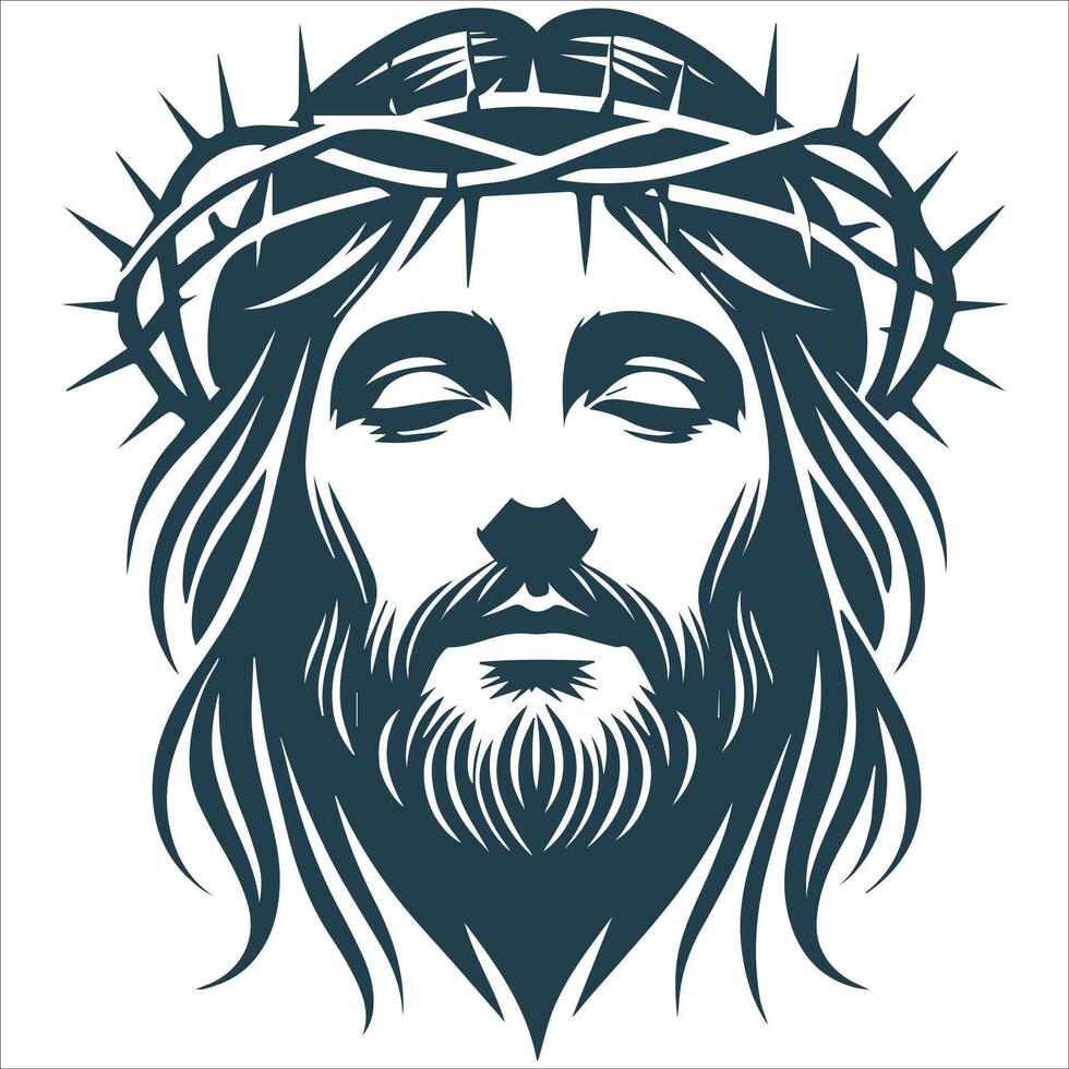 Holy Jesus Face Silhouette Design vector