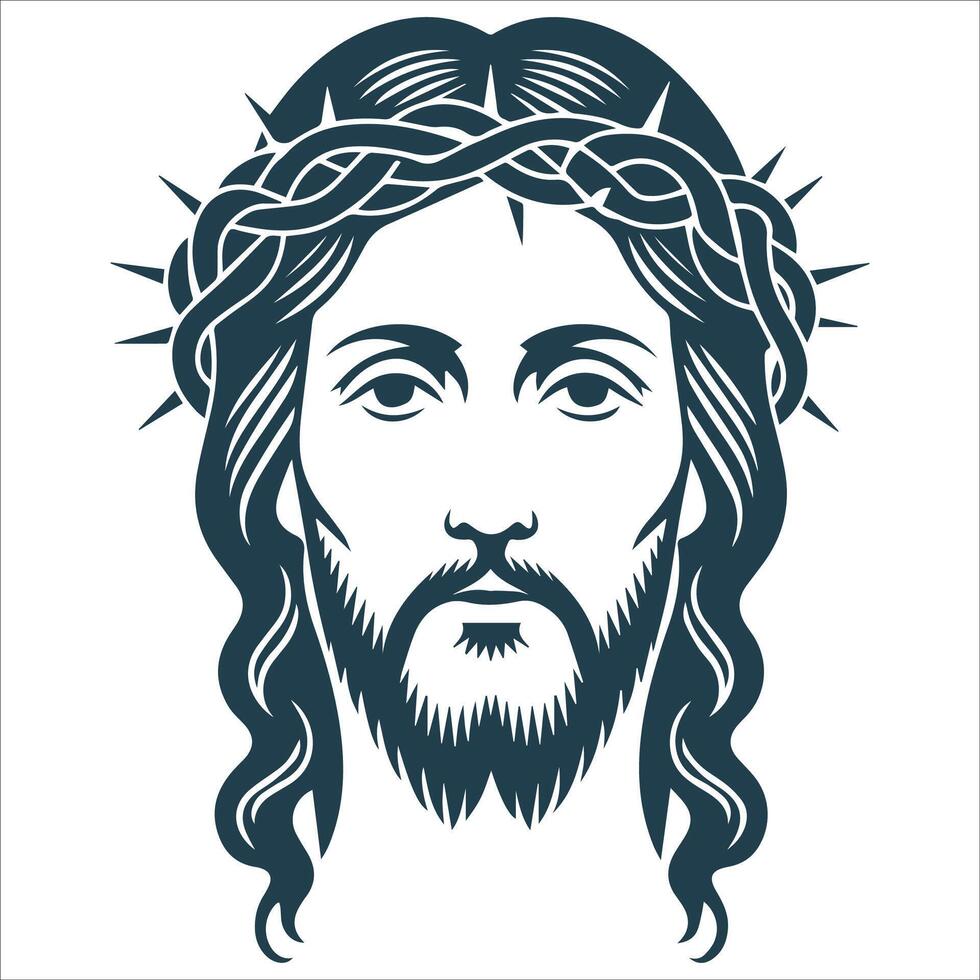 Guiding Light Jesus Face Silhouette vector