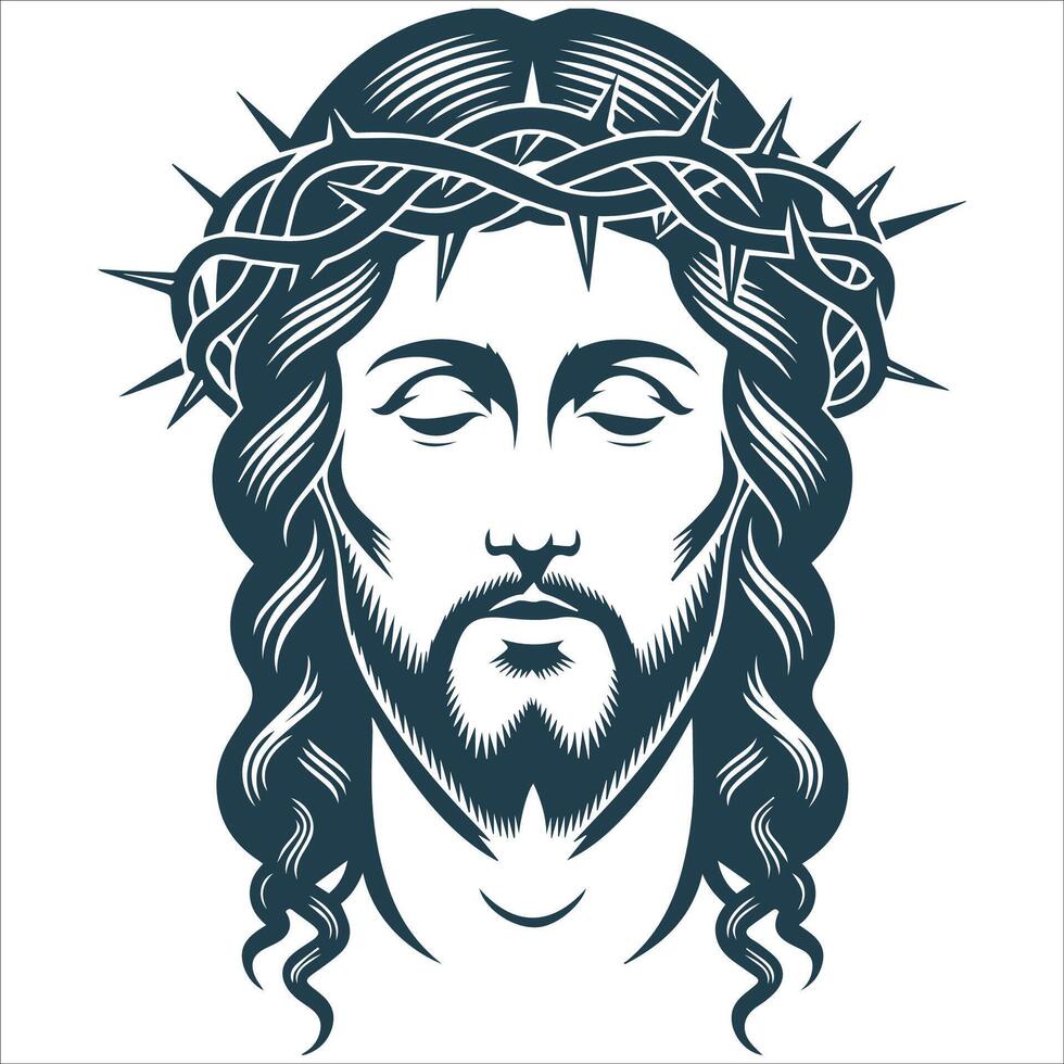Classic Jesus Christ Face Silhouette vector