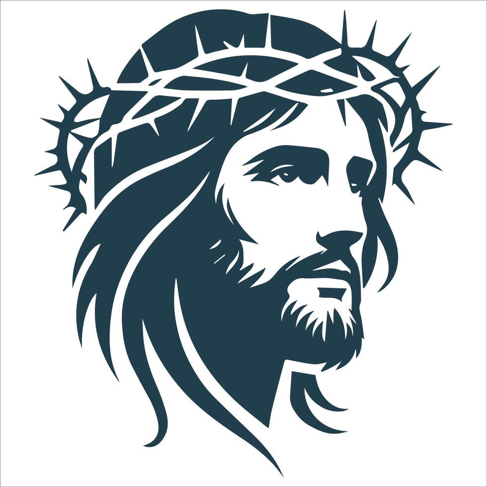 Timeless Jesus Christ Face Silhouette Design vector