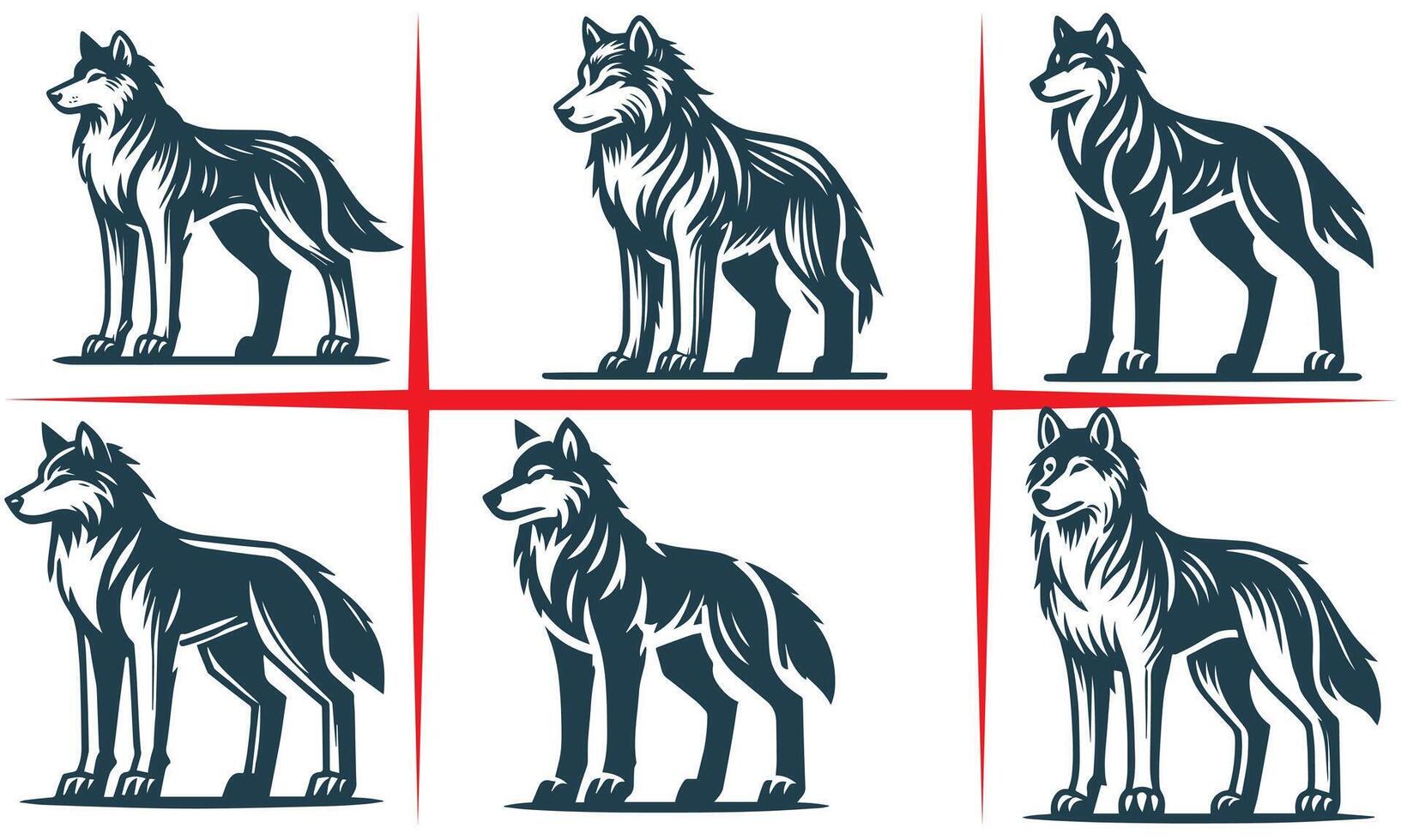Silent Shadows Quiet Wolf Silhouette Collection vector