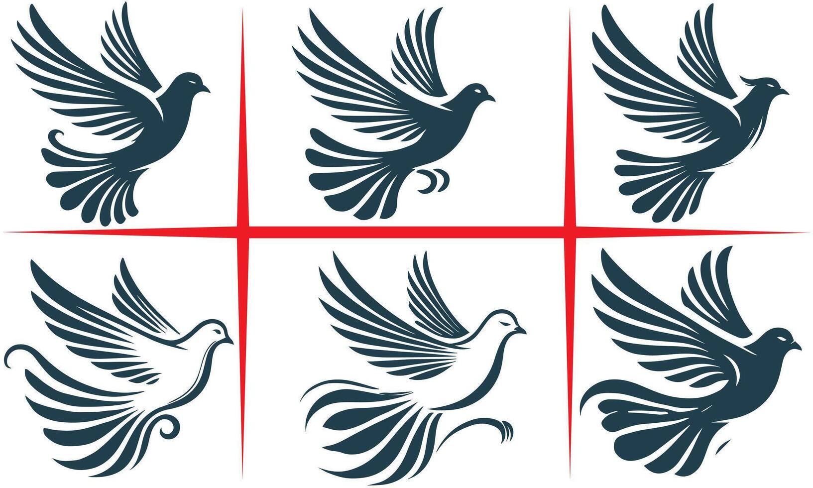 Graceful Hummingbird Silhouette Set Design vector