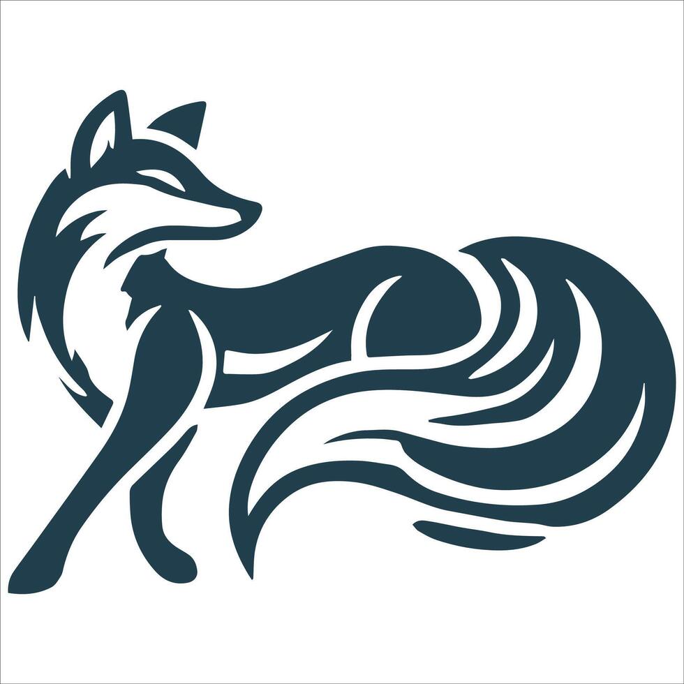 Tranquil Wolf Silhouette Art vector