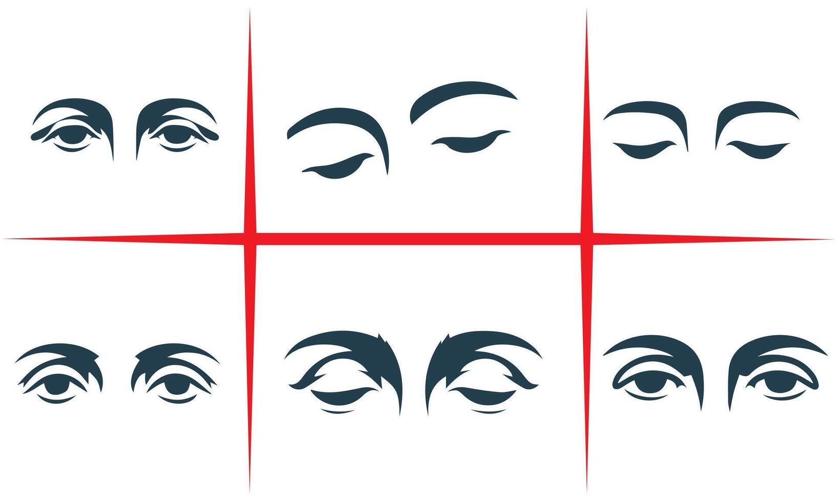 Collection of Eye illustration in black and white Set vector