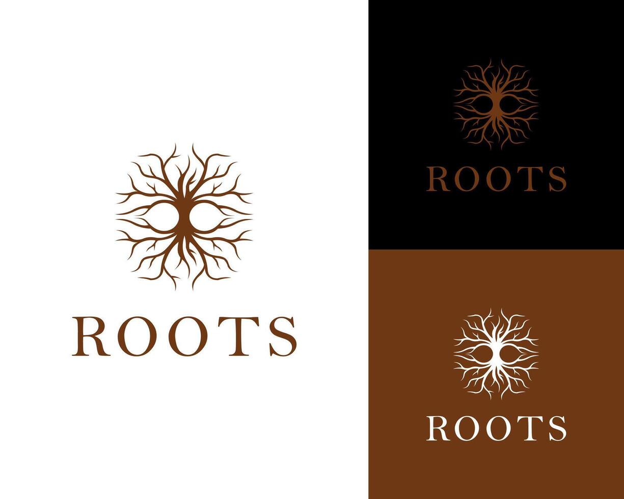 Dead Tree Root Death Bare Trunk Twig Branch Dry Leafless Silhouette Logo Design Illustration vector