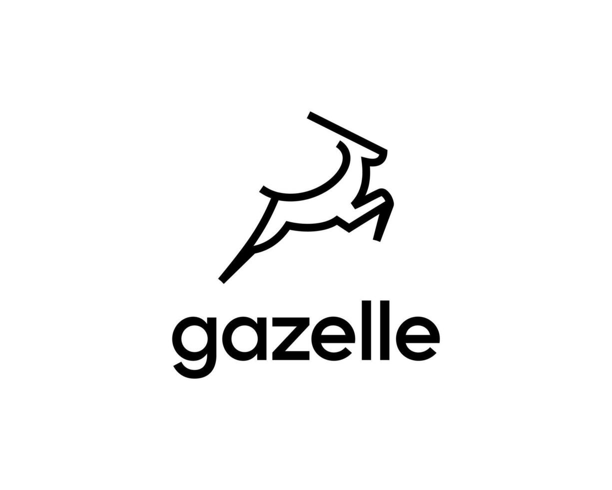 Gazelle Deer Antler Antelope Jump Line Art Simple Minimalist Logo Design Illustration vector