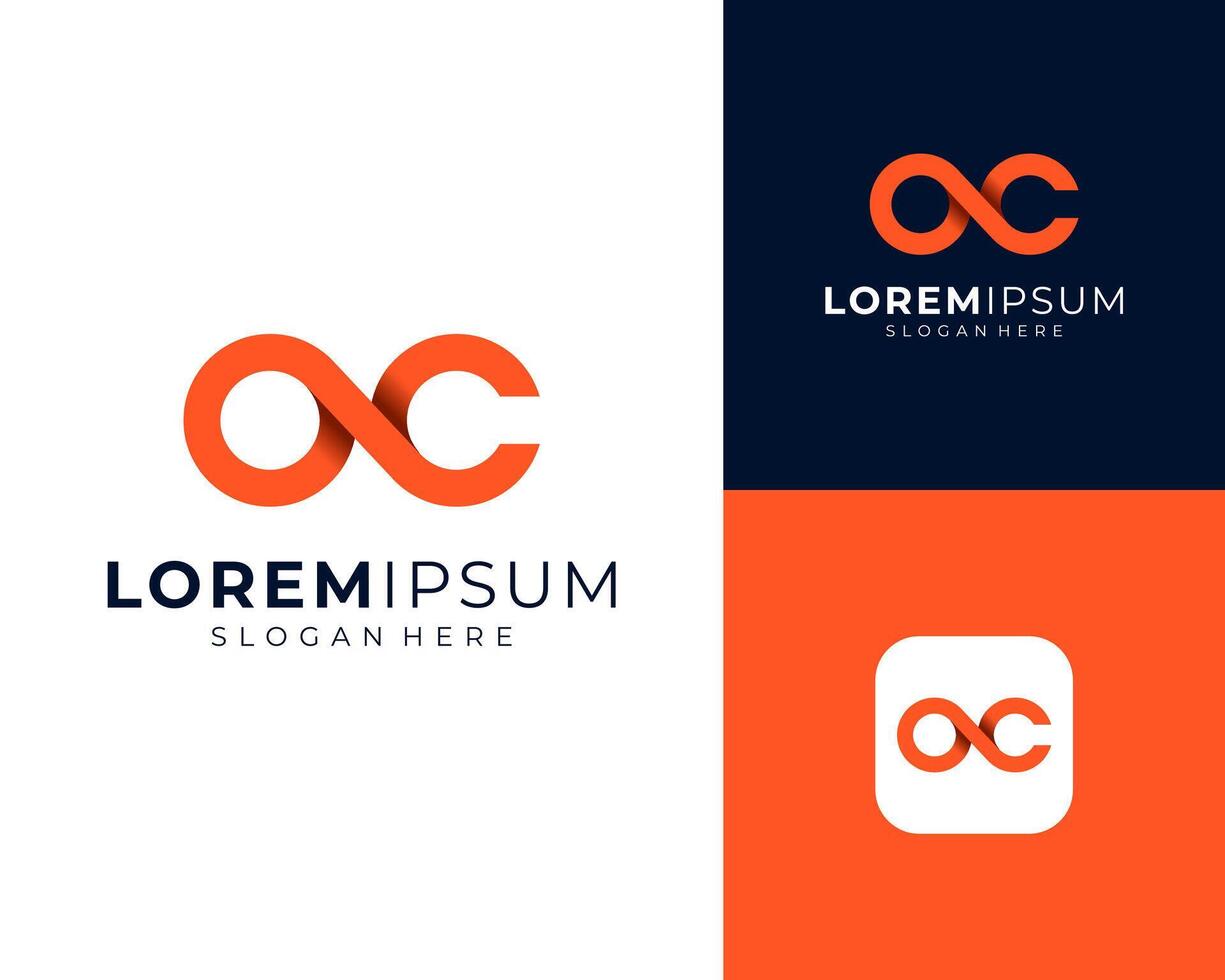 Letter OC Infinity Loop Infinite Eternity Connection Modern Logo Design Illustration vector
