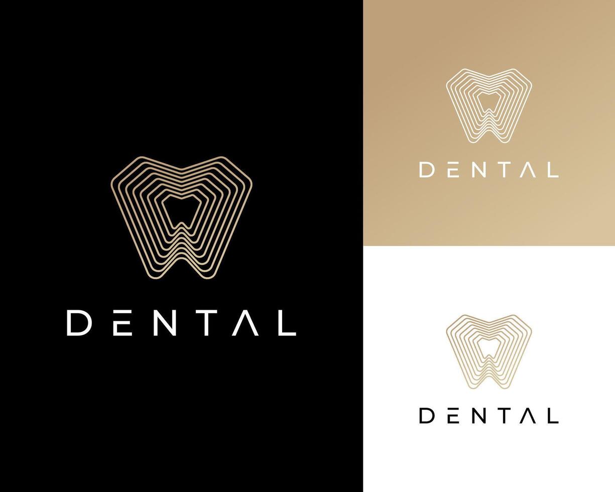 Abstract Tooth Dental Teeth Dentist Dentistry Simple Line Art Luxury Logo Design Illustration vector