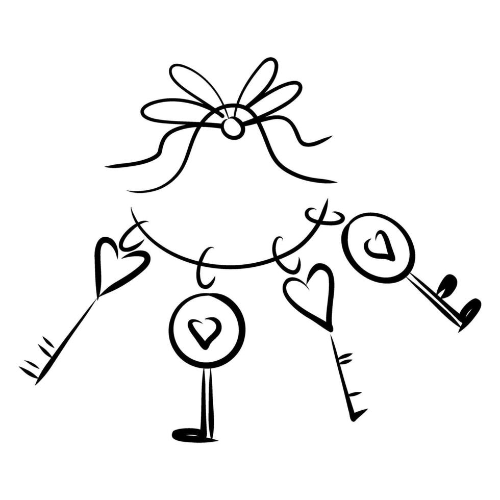 Hand drawn bunch of keys illustration, love keys, doodle drawing vector