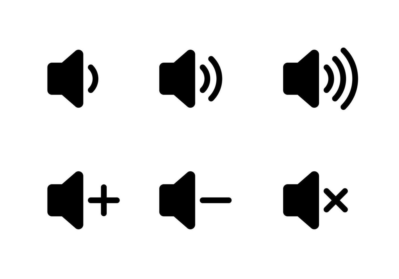 Audio volume level icon set collection. Sound speaker sign symbol vector