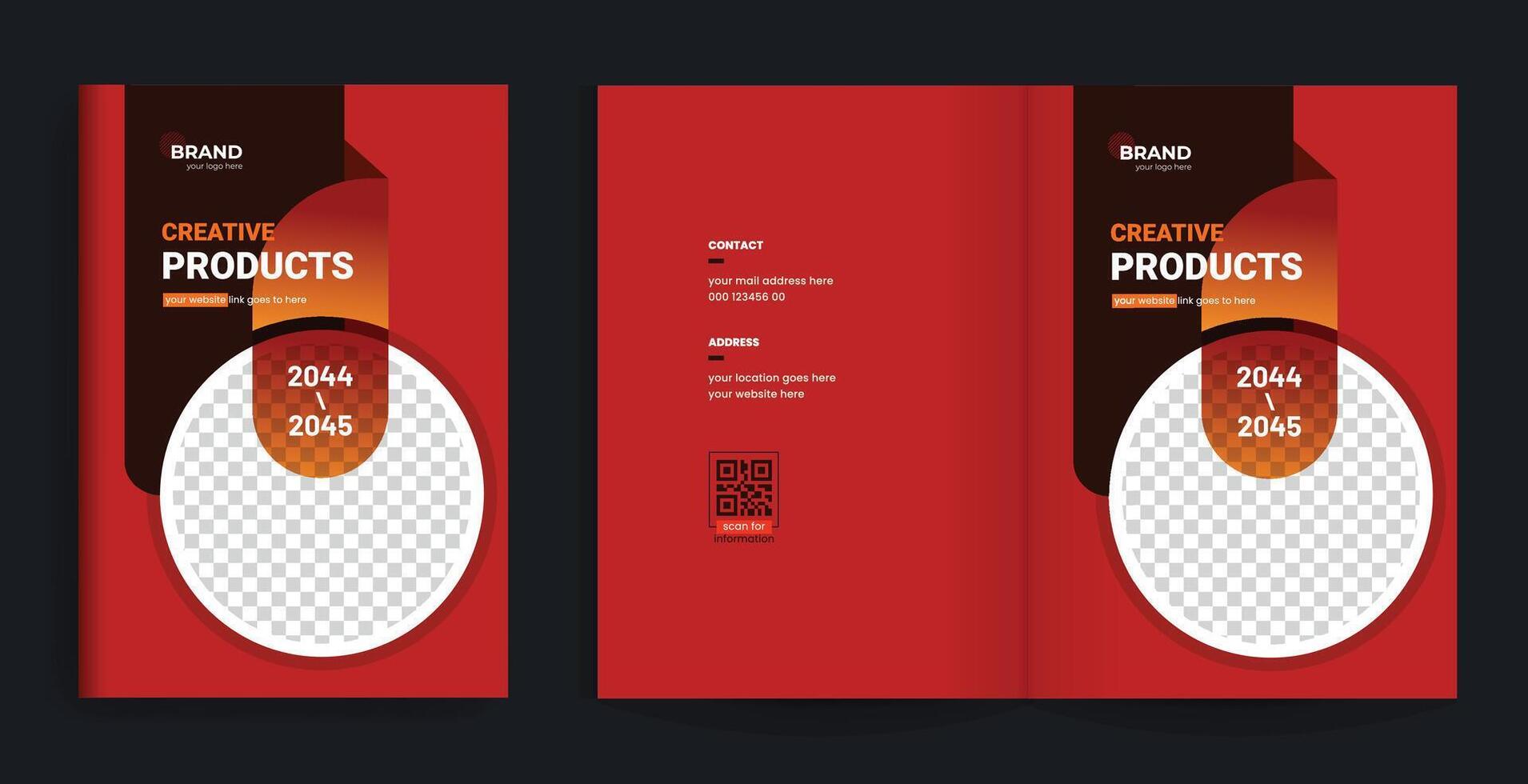 Red color pages brochure template vector