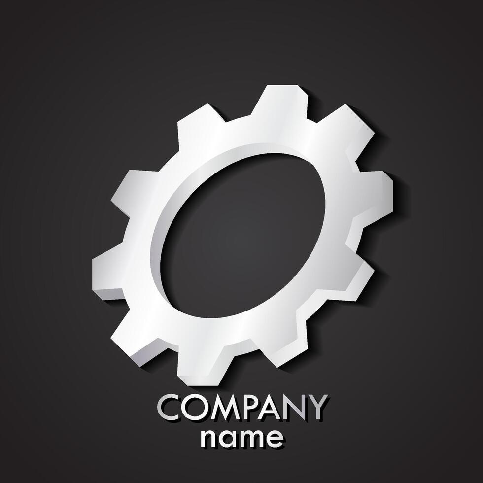 3d silver gear logo vector