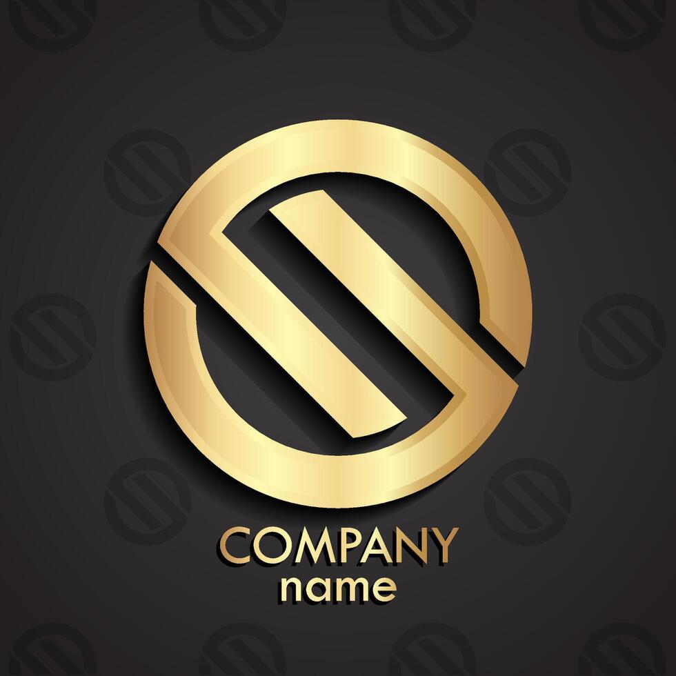 3d modern design circle gold logo vector
