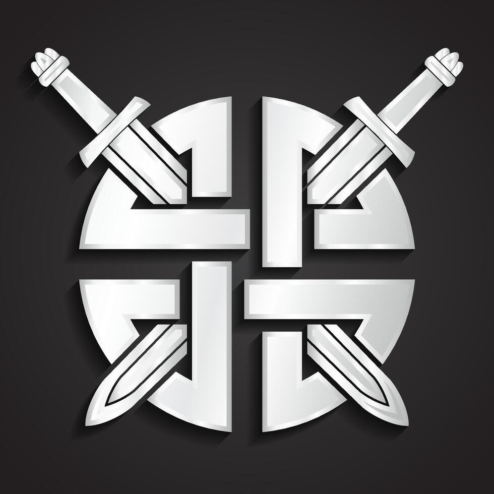 celtic silver symbol with swords vector