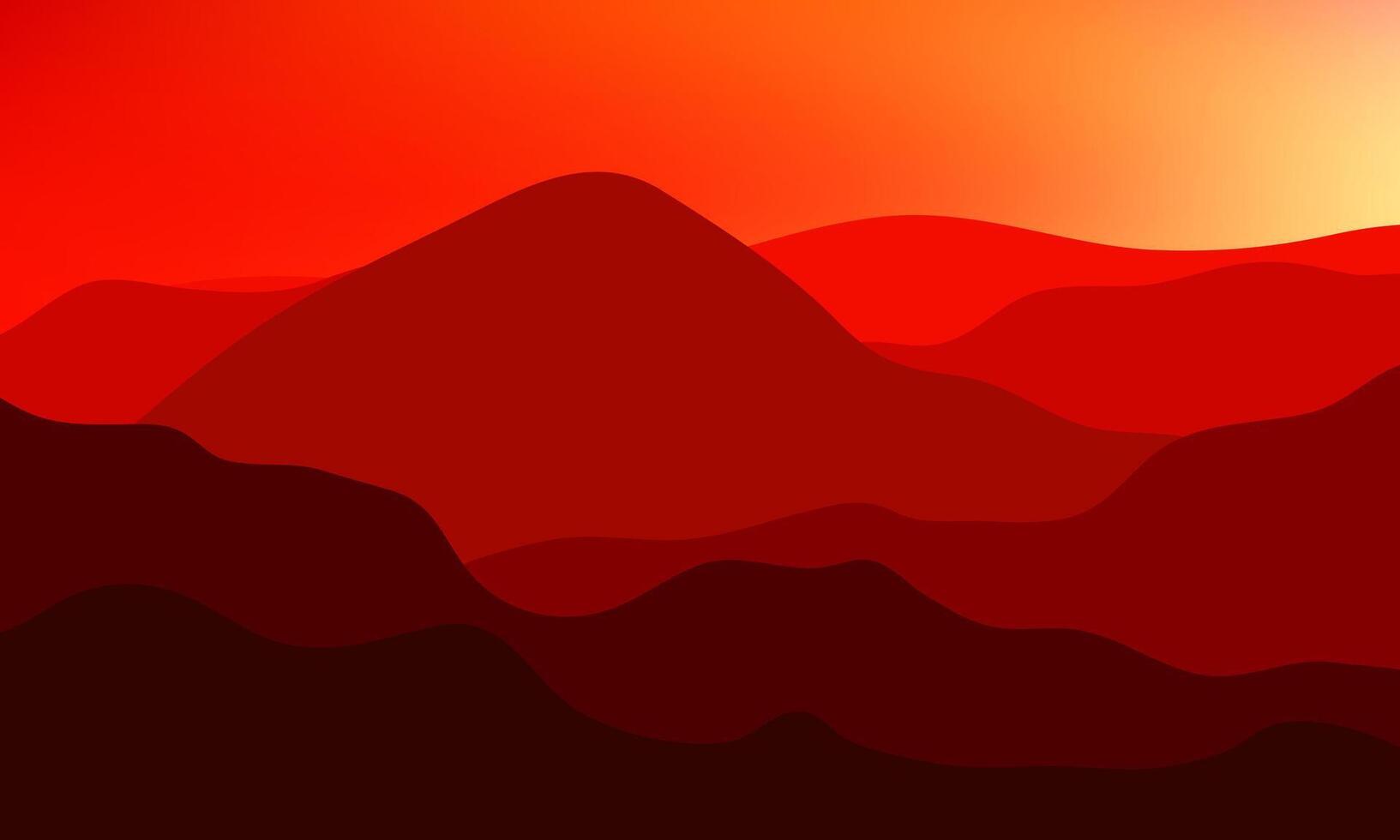 illustration of a red sunset in the mountains vector