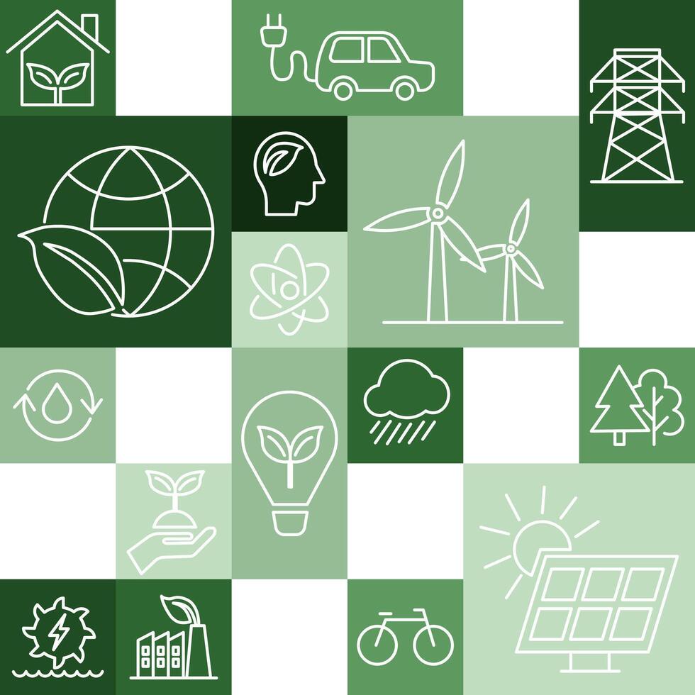 Set of icons related to renewable energy sources. Energy sources. Graphics used for banners and advertising. vector