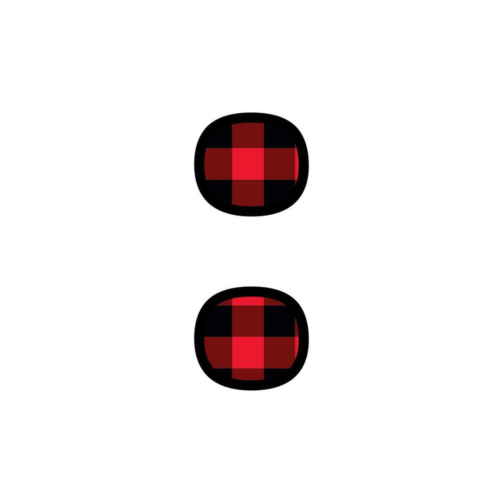 Alphabet number punctuation mark font, red lumberjack plaid pattern for Colon vector