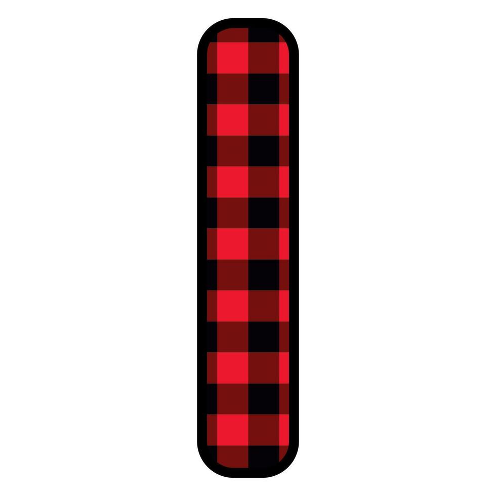 Alphabet number punctuation mark font, red lumberjack plaid pattern for pipe vector