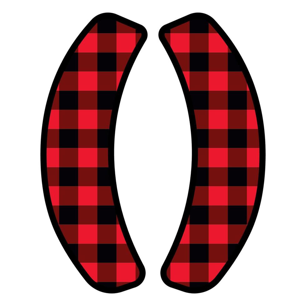 Alphabet number punctuation mark font, red lumberjack plaid pattern for Round Brackets vector