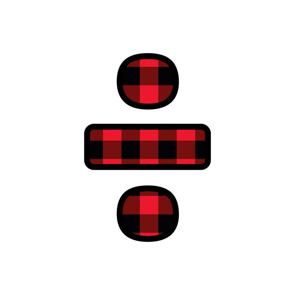 Alphabet number punctuation mark font, red lumberjack plaid pattern for division sign vector