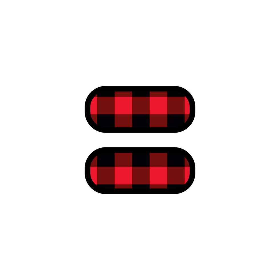 Alphabet number punctuation mark font, red lumberjack plaid pattern for equals vector