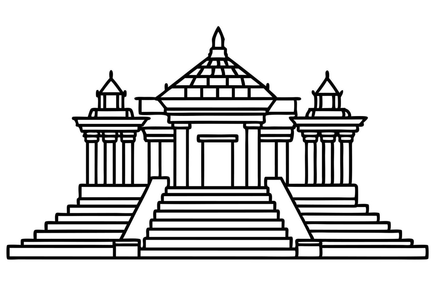 Elegant Architectural Drawing of a Majestic Temple Complex vector