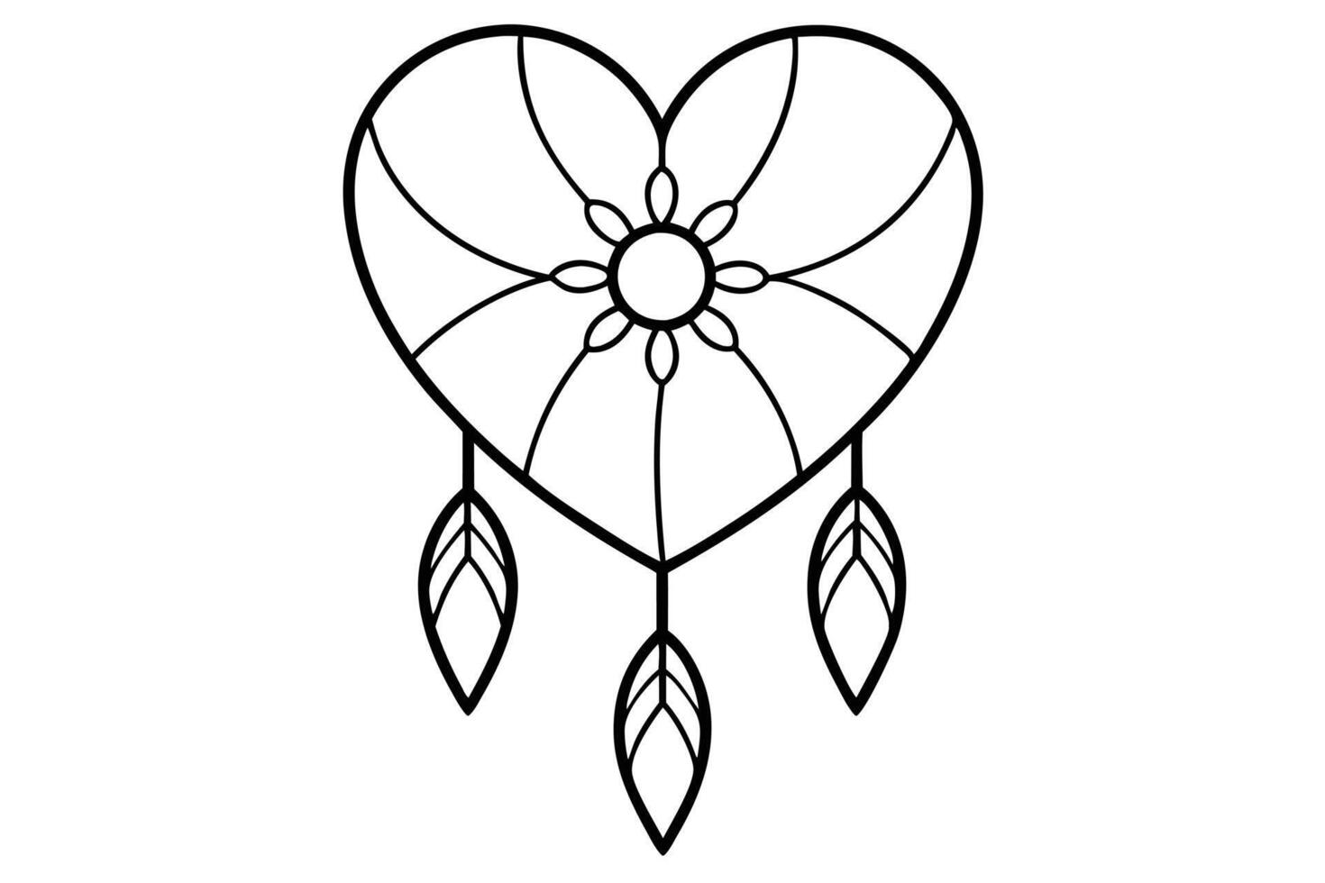 Heart-shaped dreamcatcher graphic design vector