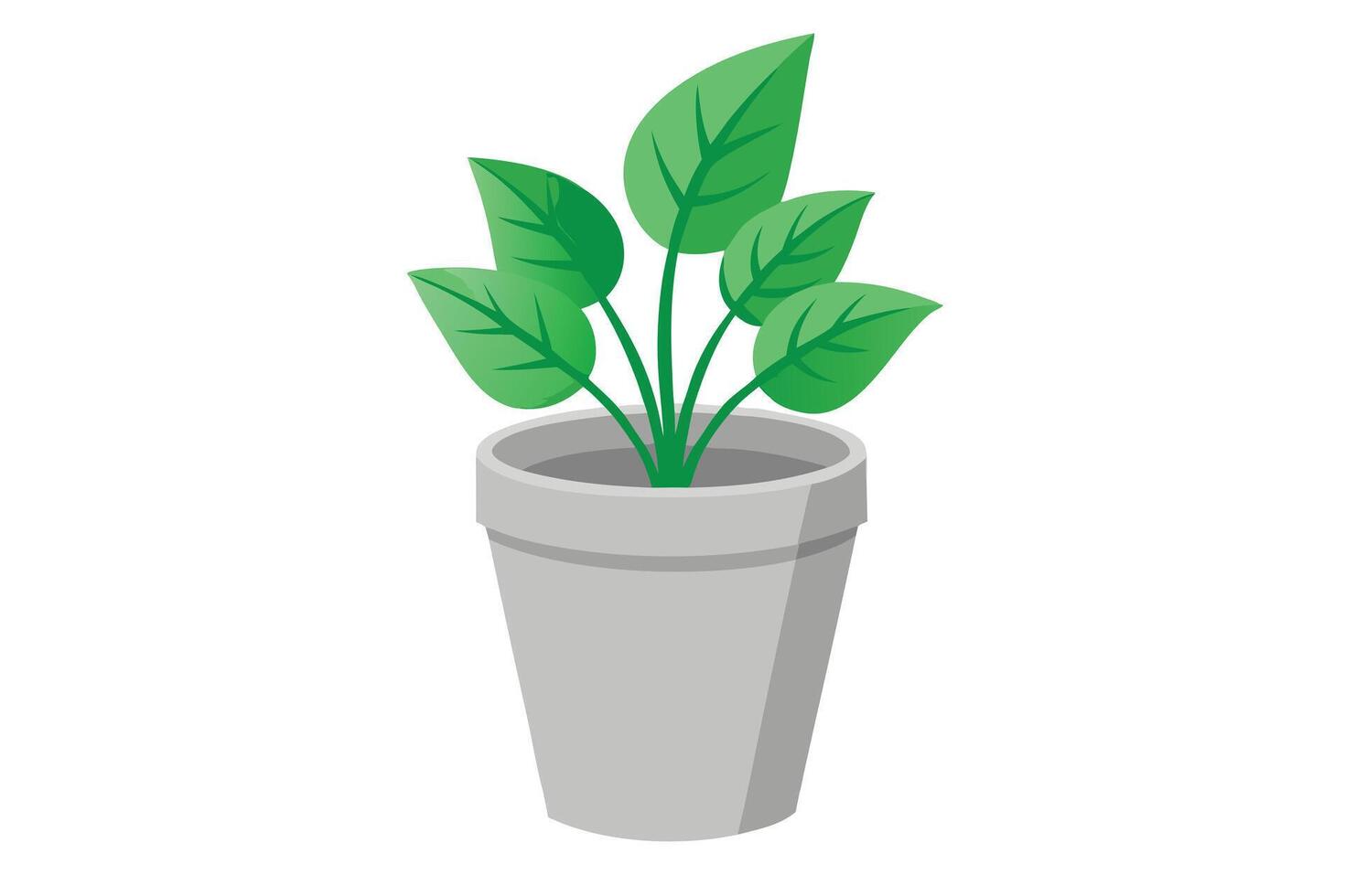 A vibrant houseplant in a gray pot against a white background. vector