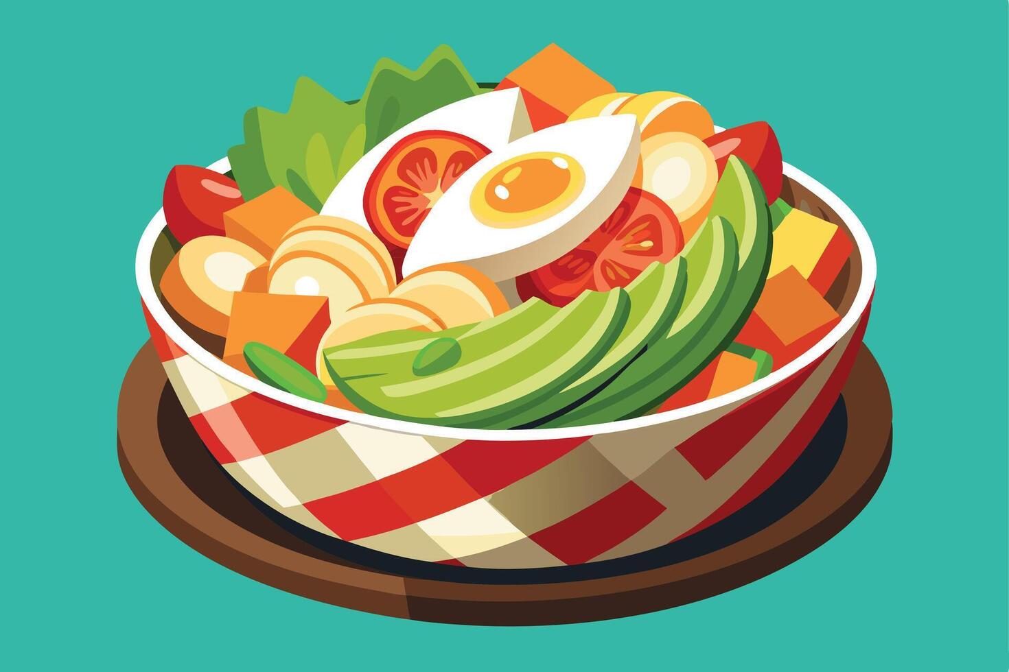 Colorful and Healthy Salad Platter with Eggs and Veggies vector