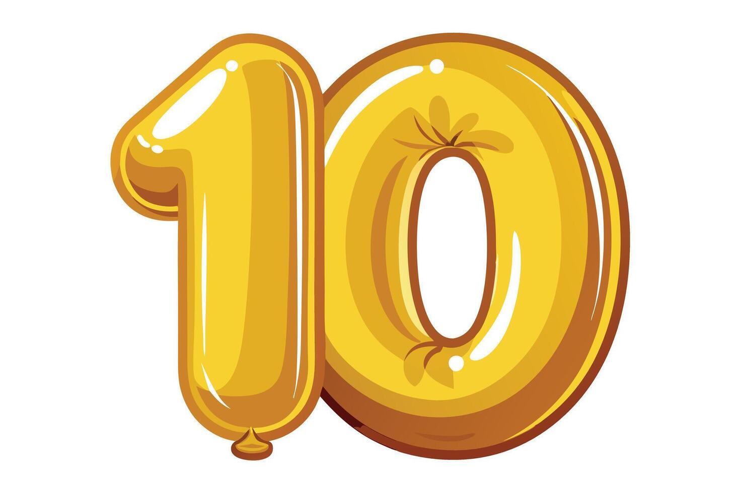 Gold Balloon Number Ten for Birthday or Celebration vector