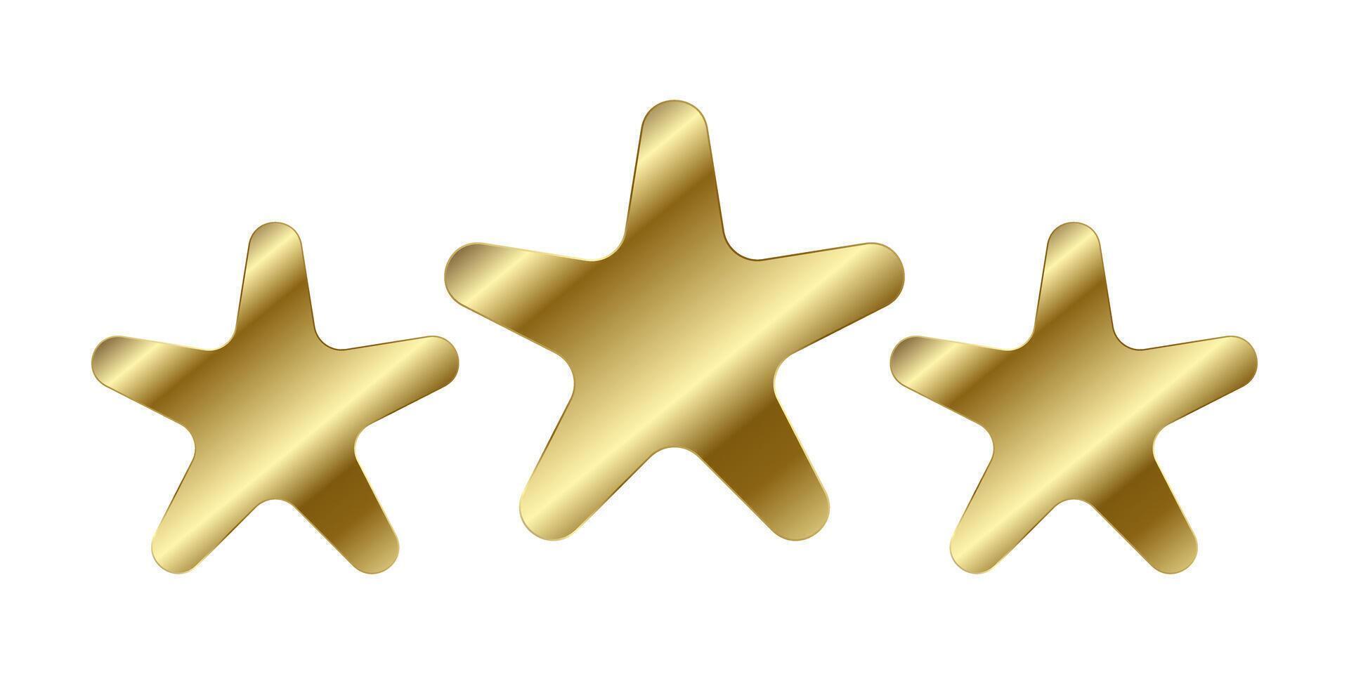 Set of three luxury stars with five eages bright on white background, icon, star symbol, shape, object, star element, a premuim star icon concept , illustration vector