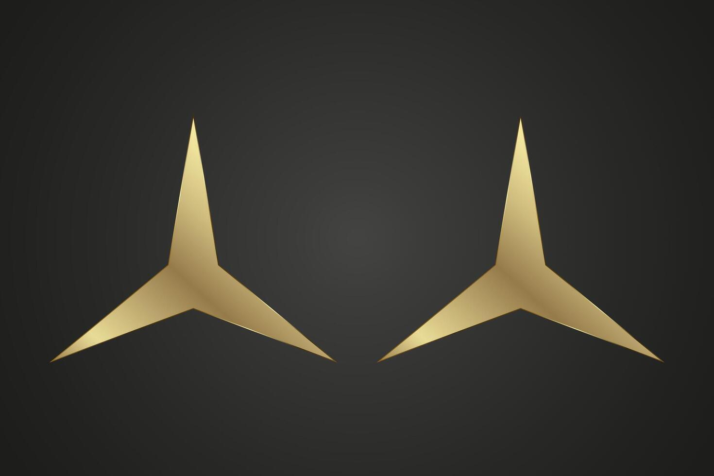 Two luxury 3 angles stars on dark background and Premium star button, option, chart and process button design. and four premium dark level with gold. vector