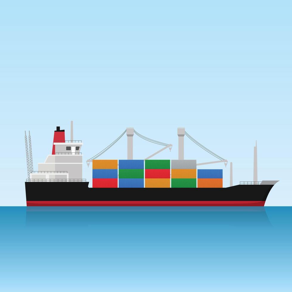 Cargo ship with containers delivery shipping , transportation. Logistics vector