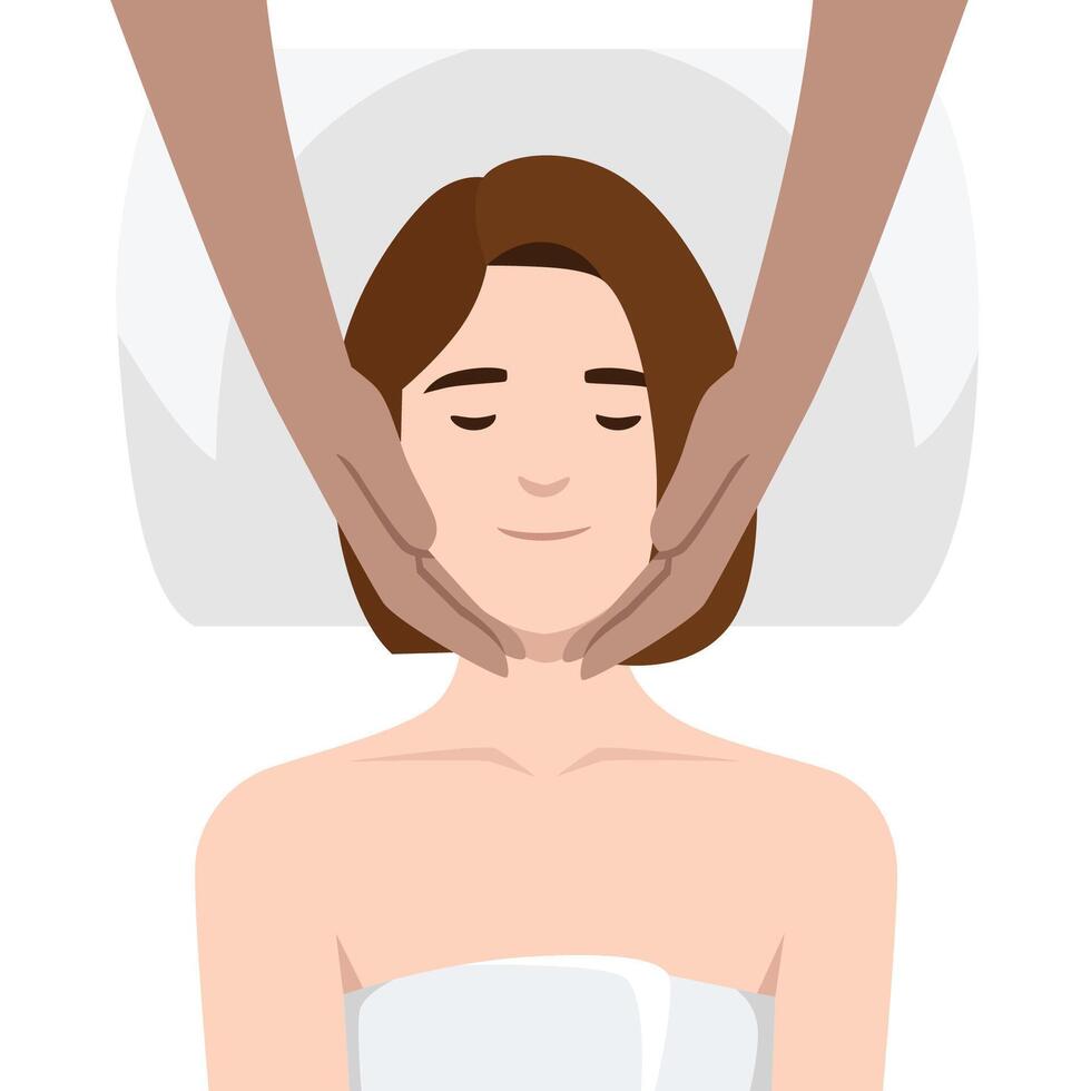Young Woman Spa Treatment Relaxation. vector