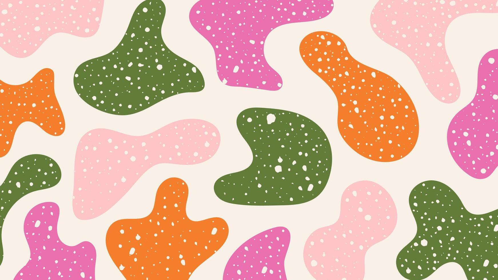 Colorful fun design. Hand drawn doodles shapes, blobs, dots on beige background vector