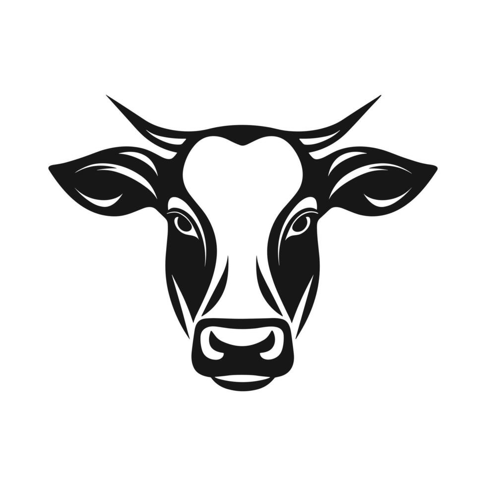 Cow head black and white icon. Outline farm animal design. illustration vector